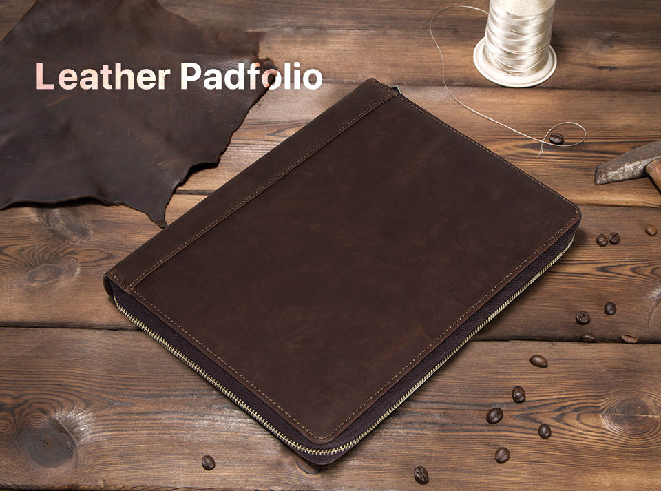 Vintage Leather Padfolio, Zipper Portfolio Organizer Case – epadfolios