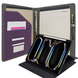 iPad Organizer Portfolio Case with Clipboard, 3-Ring Binder Padfolio File Folder with Rotating Cover Case for iPad Air / iPad Pro