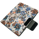 4-Ring Binder Clipboard Portfolio Organizer Folder Case, Flower Painting PU Leather Padfolio Ring Binder with Expanded Document Bag and Clipboard