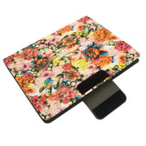 4-Ring Binder Clipboard Portfolio Organizer Folder Case, Flower Painting PU Leather Padfolio Ring Binder with Expanded Document Bag and Clipboard