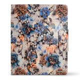 3-Ring Binder Clipboard Portfolio Organizer Folder Case, Flower Painting PU Leather Padfolio Ring Binder with Expanded Document Bag and Clipboard