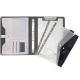 Binder Organizer Portfolio Case, 4-Ring Binder Padfolio with Whiteboard Clipboard and Expanded Document Bag, Padfolio Ring Binder Business Organizer Folder Case