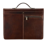 Genuine Leather Portfolio Folder with Handle for 13" MacBook, Zipper Portfolio Case with A4 Notepad Holder, Tablet Holder for iPad Pro 12.9 (2018&2020&2021)