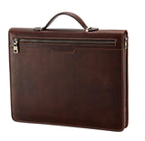 Genuine Leather Portfolio Folder with Handle for 13" MacBook, Zipper Portfolio Case with A4 Notepad Holder, Tablet Holder for iPad Pro 12.9 (2018&2020&2021)