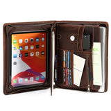 Genuine Leather Portfolio with Handle and Zipper for 12.9-inch iPad, Zipper Portfolio with A4 Size Notepad Holder, Business Carrying Case