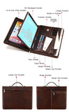Genuine Leather Portfolio with Handle and Zipper for 12.9-inch iPad, Zipper Portfolio with A4 Size Notepad Holder, Business Carrying Case