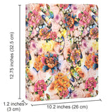 Flower Painting PU Leather Padfolio Ring Binder with Color File Folders, Organizer Portfolio File Folder with 4-Ring Binder and Clipboard
