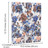 Flower Painting PU Leather Padfolio Ring Binder with Color File Folders, Organizer Portfolio File Folder with 4-Ring Binder and Clipboard