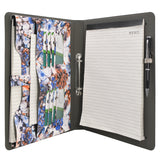 Flower Painting PU Leather Padfolio Ring Binder with Removable Clipboard, Organizer Portfolio File Folder with 2-Ring Binder