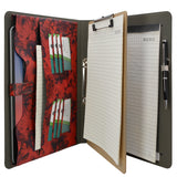 Flower Painting PU Leather Padfolio Ring Binder with Removable Clipboard, Organizer Portfolio File Folder with 2-Ring Binder