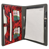 Flower Painting PU Leather Padfolio Ring Binder with Removable Clipboard, Organizer Portfolio File Folder with 2-Ring Binder