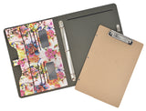 Flower Painting PU Leather Padfolio Ring Binder with Removable Clipboard, Organizer Portfolio File Folder with 3-Ring Binder