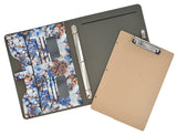 Flower Painting PU Leather Padfolio Ring Binder with Removable Clipboard, Organizer Portfolio File Folder with 3-Ring Binder