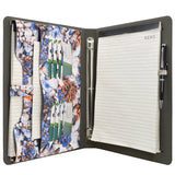 Flower Painting PU Leather Padfolio Ring Binder with Removable Clipboard, Organizer Portfolio File Folder with 3-Ring Binder