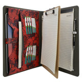 Flower Painting PU Leather Padfolio Ring Binder with Removable Clipboard, Organizer Portfolio File Folder with 3-Ring Binder