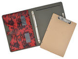 Flower Painting PU Leather Padfolio Ring Binder with Removable Clipboard, Organizer Portfolio File Folder with 3-Ring Binder