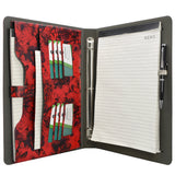 Flower Painting PU Leather Padfolio Ring Binder with Removable Clipboard, Organizer Portfolio File Folder with 3-Ring Binder