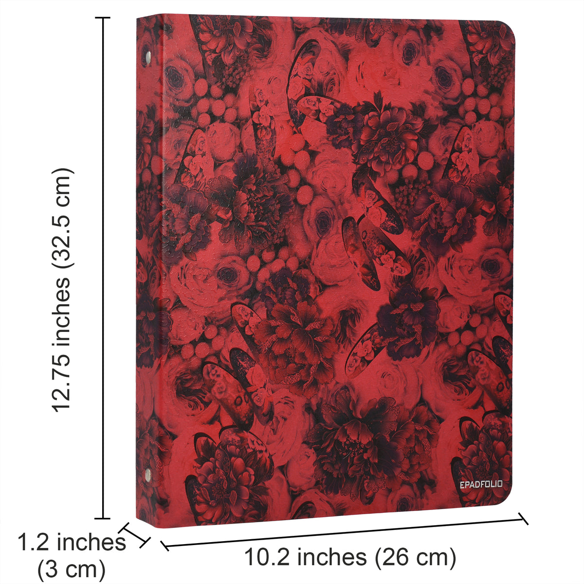 Flower Painting PU Leather Padfolio Ring Binder with Removable Clipboa