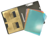 Binder Padfolio Organizer with Color File Folders, Organizer Portfolio File Folder with 2-Ring Binder and Clipboard