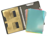 Binder Padfolio Organizer with Color File Folders, Organizer Portfolio File Folder with 4-Ring Binder and Clipboard