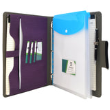 Padfolio Ring Binder with Expanded Document Bag, Business Organizer Portfolio with 3-Ring Binder and Clipboard