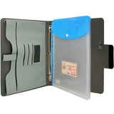 Padfolio Ring Binder with Expanded Document Bag, Business Organizer Portfolio with 3-Ring Binder and Clipboard