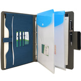 Padfolio Ring Binder with Expanded Document Bag, Business Organizer Portfolio with 4-Ring Binder and Clipboard