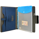 Padfolio Ring Binder with Expanded Document Bag, Business Organizer Portfolio with 4-Ring Binder and Clipboard