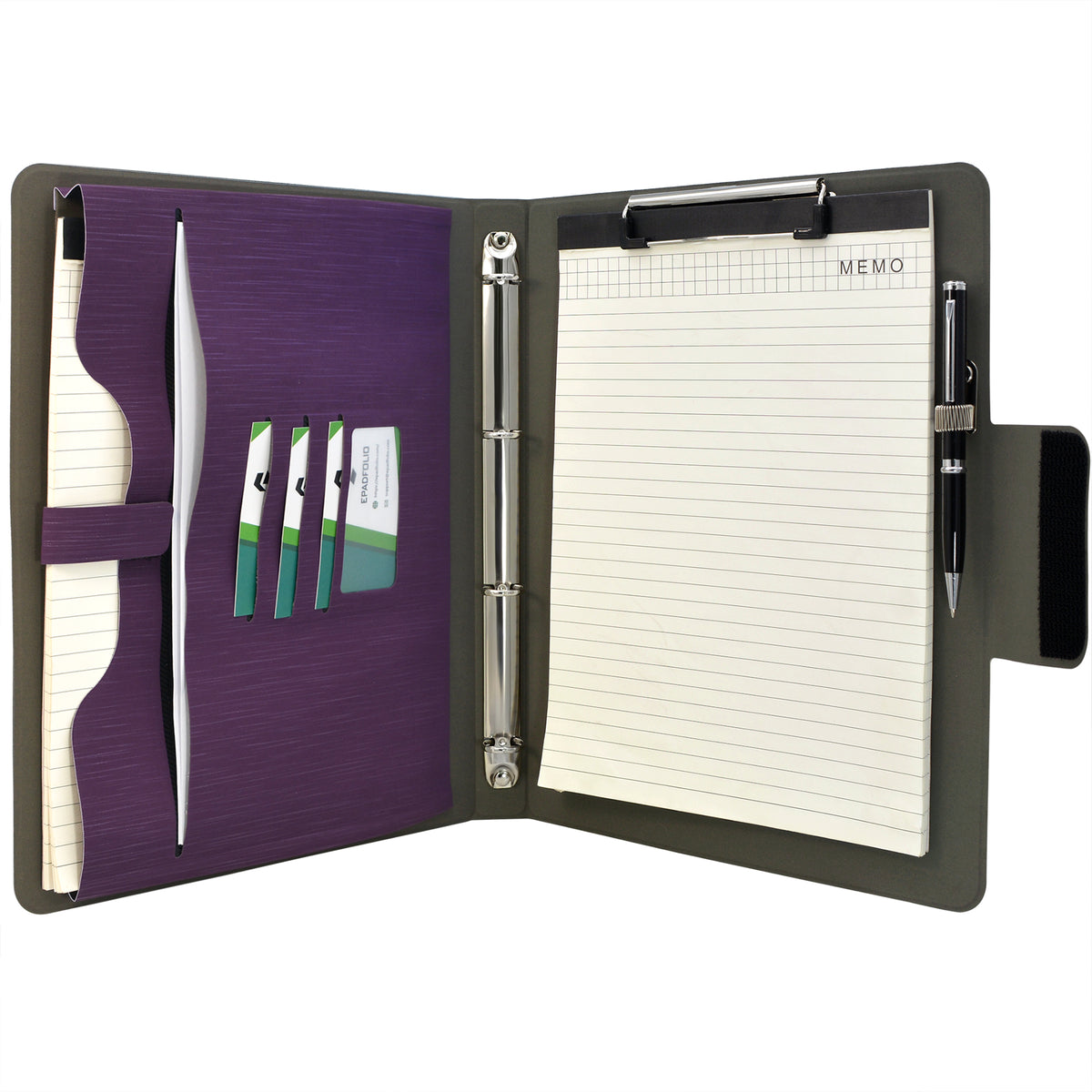 Padfolio Ring Binder with Expanded Document Bag, Business Organizer Po