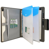 Padfolio Ring Binder with Expanded Document Bag, Business Organizer Portfolio with 4-Ring Binder and Clipboard