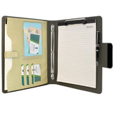 Ring Binder Padfolio with A4 Expanded Document Bag, Business Organizer Portfolio with 3-Ring Binder and Clipboard