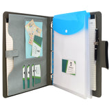 Ring Binder Padfolio with A4 Expanded Document Bag, Business Organizer Portfolio with 3-Ring Binder and Clipboard