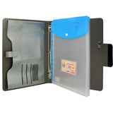 Ring Binder Padfolio with A4 Expanded Document Bag, Business Organizer Portfolio with 3-Ring Binder and Clipboard