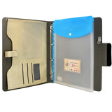 Ring Binder Padfolio with A4 Expanded Document Bag, Business Organizer Portfolio with 4-Ring Binder and Clipboard