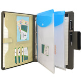 Ring Binder Padfolio with A4 Expanded Document Bag, Business Organizer Portfolio with 4-Ring Binder and Clipboard