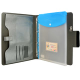 Ring Binder Padfolio with A4 Expanded Document Bag, Business Organizer Portfolio with 4-Ring Binder and Clipboard