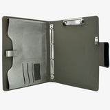 Ring Binder Padfolio with A4 Expanded Document Bag, Business Organizer Portfolio with 4-Ring Binder and Clipboard
