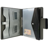 2-Ring Binder Padfolio with Expanded Document Bag, Padfolio Ring Binder Business Organizer Portfolio Case