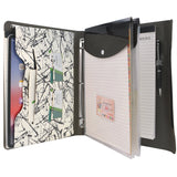 Ring Binder Portfolio, 3-Ring Binder Padfolio with Expanded Document Bag, Padfolio Ring Binder Business Organizer Portfolio Case