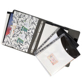 Ring Binder Portfolio, 4-Ring Binder Padfolio with Expanded Document Bag, Padfolio Ring Binder Business Organizer Portfolio Case