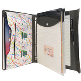 Ring Binder Portfolio, 4-Ring Binder Padfolio with Expanded Document Bag, Padfolio Ring Binder Business Organizer Portfolio Case