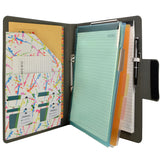 Padfolio Ring Binder with Color File Folders, 2-Ring Binder Portfolio  A4 Binder Padfolio Organizer Document Case