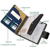 3-Ring Binder Padfolio with Whiteboard Clipboard and Expanded Document Bag, Padfolio Ring Binder Business Organizer Portfolio Case