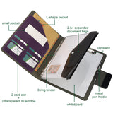 3-Ring Binder Padfolio with Whiteboard Clipboard and Expanded Document Bag, Padfolio Ring Binder Business Organizer Portfolio Case