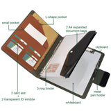 3-Ring Binder Padfolio with Whiteboard Clipboard and Expanded Document Bag, Padfolio Ring Binder Business Organizer Portfolio Case