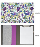 Flower Painting PU Leather Portfolio Case with Dry Erase Surface, Business Portfolio File Folder Organizer Portfolio Case