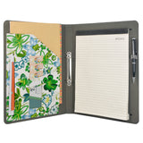 2 Ring Binder Padfolio File Folder with Expanded Document Bag, Flower Painting PU Leather Padfolio Ring Binder with Clipboard