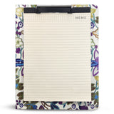 2 Ring Binder Padfolio File Folder with Expanded Document Bag, Flower Painting PU Leather Padfolio Ring Binder with Clipboard