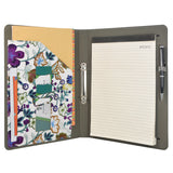 2 Ring Binder Padfolio File Folder with Expanded Document Bag, Flower Painting PU Leather Padfolio Ring Binder with Clipboard