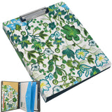 3 Ring Binder Padfolio File Folder with Expanded Document Bag, Flower Painting PU Leather Padfolio Ring Binder with Clipboard